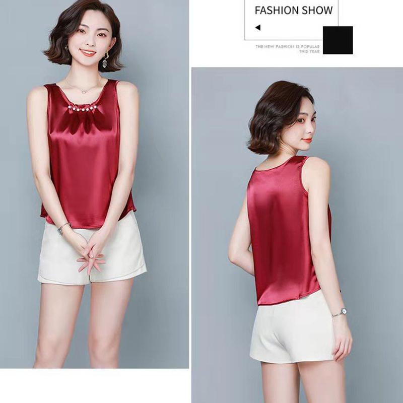 Атласный жилет без рукавов, камзол, женская одежда, жилет с кружевной строчкой внутри и снаружи весной и осенью, женская свободная нижняя рубашка в западном стиле Tide