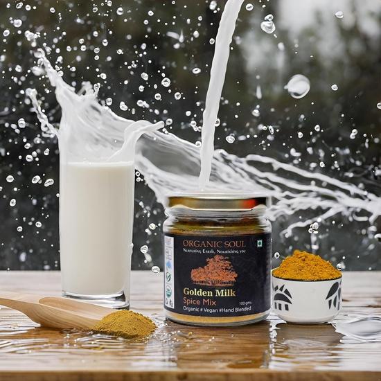 Органическая смесь специй «Золотое молоко» 100_г | 100% органический усилитель иммунитета | Без сахара | Сертифицировано NPOP