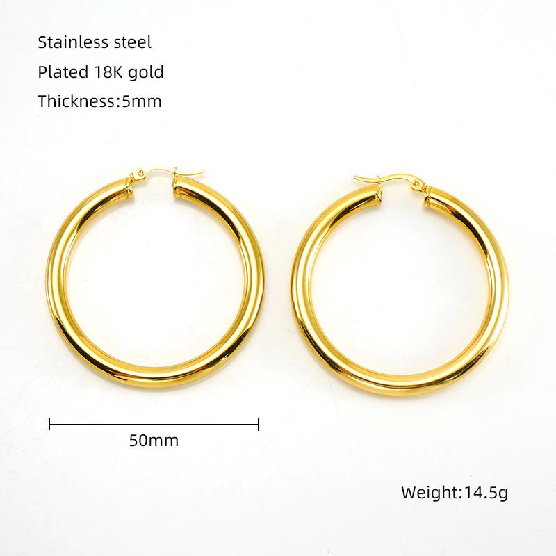 Новые серьги-кольца из золота и нержавеющей стали, модные аксессуары для поездок на работу, текстурированные серьги из титановой стали 18 карат