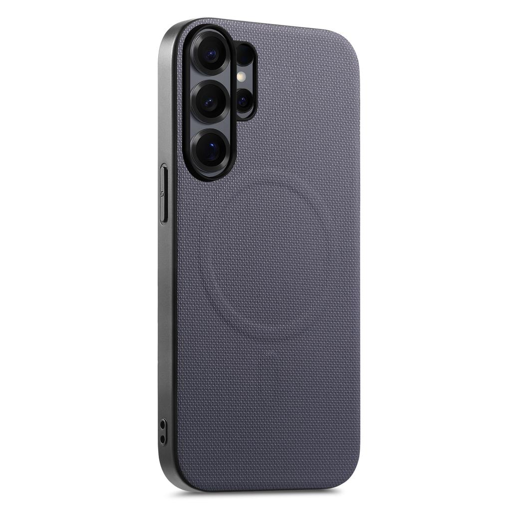 For Samsung Galaxy S26 Ultra Magnetic Case Fine Grid Texture Leather + PC + TPU Phone Cover