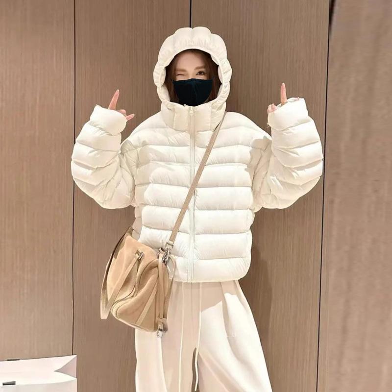 Rib cotton-padded clothes women's short hooded new small loose warm cotton-padded clothes turtle back winter cotton-padded jacket