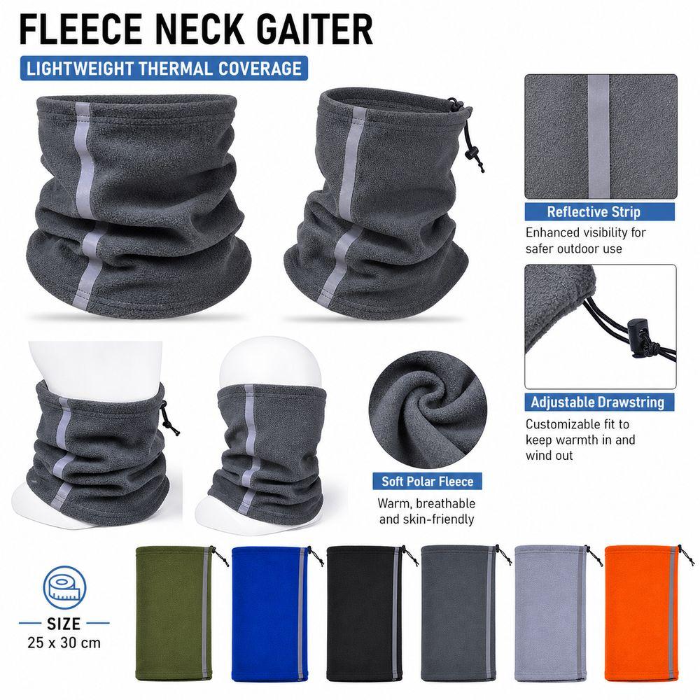Polar Fleece Winter Neck Warmer Adjustable Drawstring Half Face Cover Night Riding