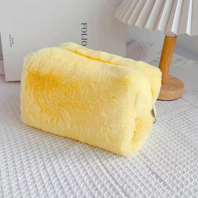 Плюшевые косметички для женщин, мягкая дорожная косметичка-органайзер, чехол для макияжа для молодых девушек, необходимые вещи, клатч