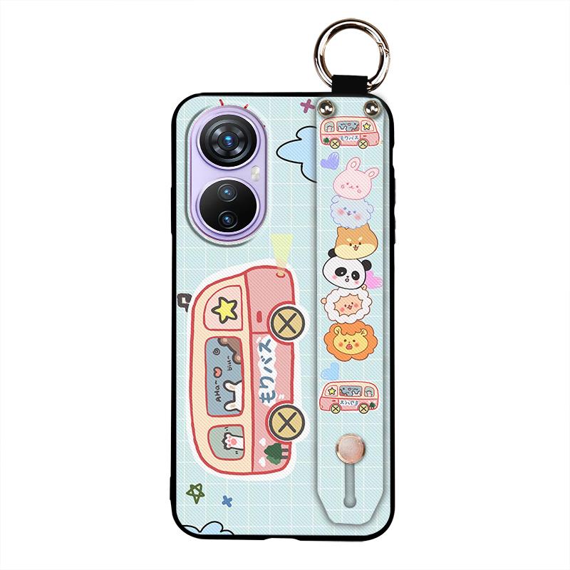 Fashion Design Kickstand Phone Case For Blackview A200 Pro Back Cover Dirt-resistant Wristband Anti-dust Cartoon Lanyard