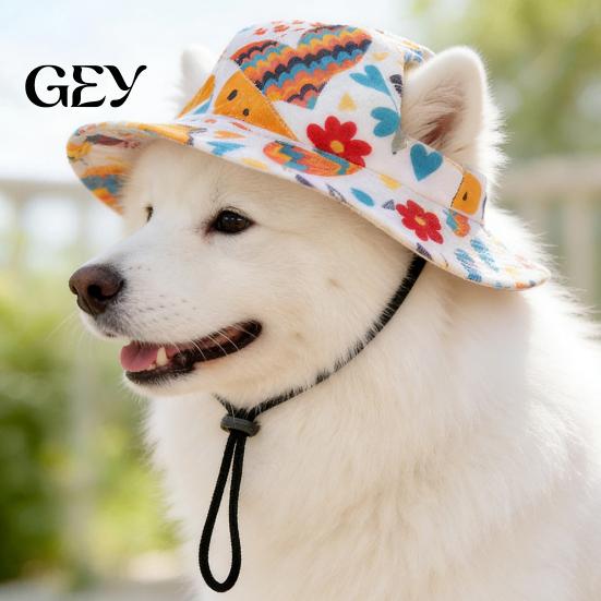 Breathable Dog Hat Sun with Ear Holes, Wide Brim Protection Hat, Adjustable Medium Drawstring for Small And Dogs Outdoor Walking Hiking
