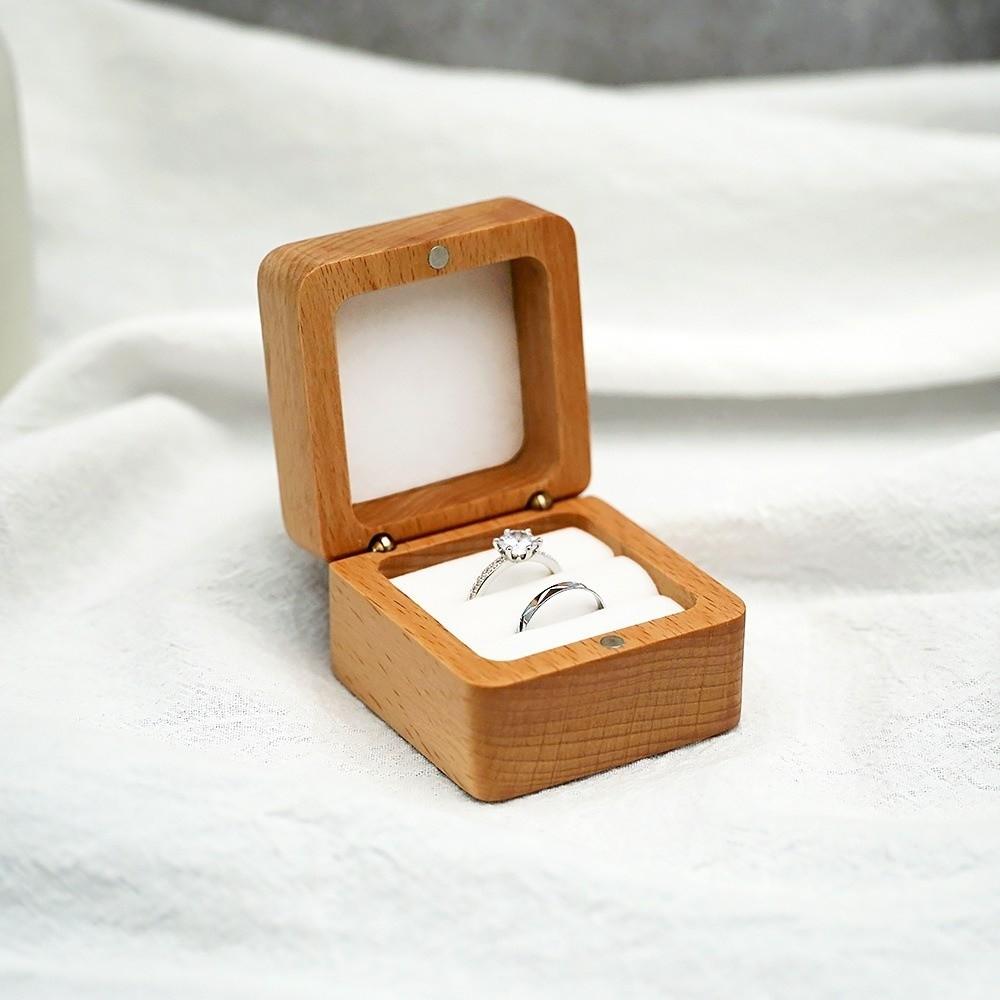 Simple Velvet Wood Rings Box Jewlery Storage Ring Earring Holder Retro Jewlery Organizer Ring