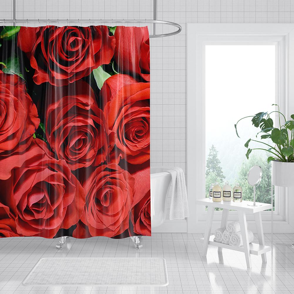 3D Flower Dolphin Bohemian Geometric Print Shower Curtain with Roller Hooks Modern Decorative Elegant Bathroom Curtains 180x180cm
