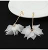 Fashion White Flower Earrings for Women Trendy Crystal Acrylic Pearl Long Tassel Drop Earrings Temperament Party Gift Jewelry