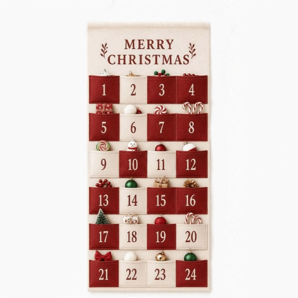Hanging Storage Bag Christmas Countdown Calendar Reusable Storage Bag Home Wall Decoration