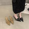 Leisurely Beauty High-end Bag Head Sandals Summer Wear New Temperament Square Buckle Pointed Single Shoes