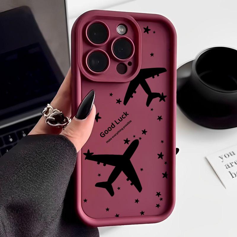 Противоударный Роскошный Силиконовый Чехол с Рисунком Самолета Для iPhone 16 15 14 Pro Max 11 12 13 Pro 16E XR 15 16 Plus Мягкий TPU Чехол для Телефона