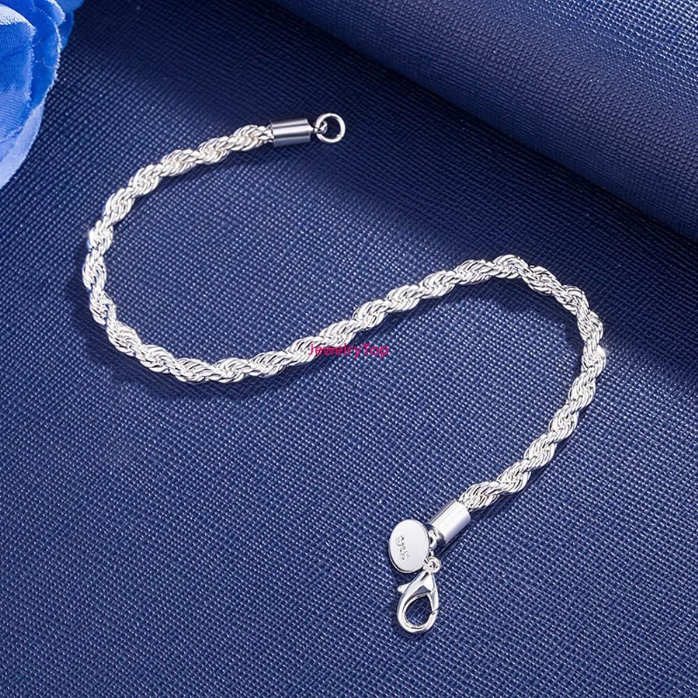 Sale Fine 18k Gold Sterling 4MM Chain Bracelets for Men Charm Women Lady Boy Wedding Party 20cm 8in