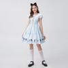Cosplay Halloween, Alice's Dream Wonderland, Japanese cute maid dress cos dress blue and white, short-sleeved princess dress