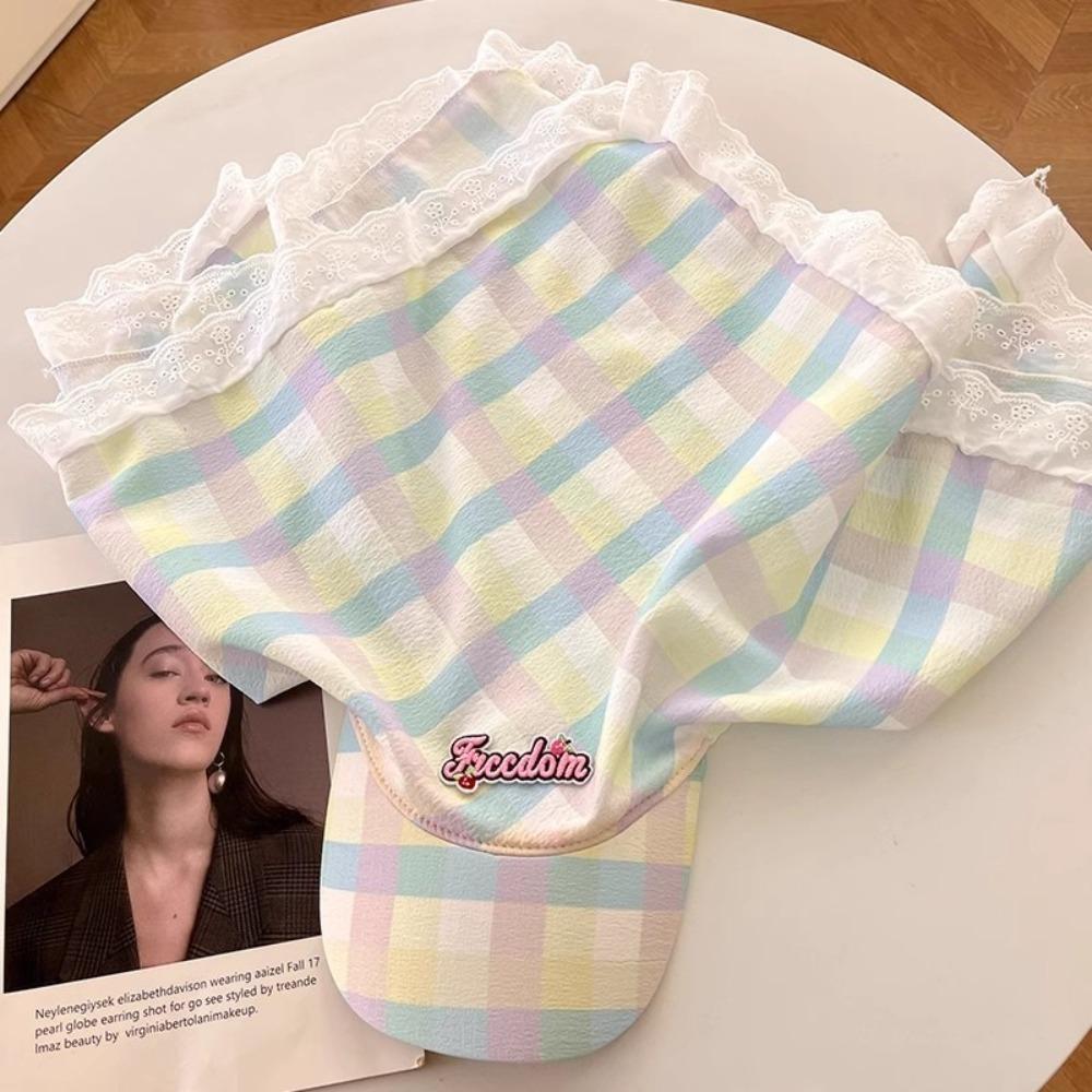 Хлопковая клетчатая бейсболка в корейском стиле, шапка-бандана с буквенным принтом, креативная бандана с ремешками, пляжная