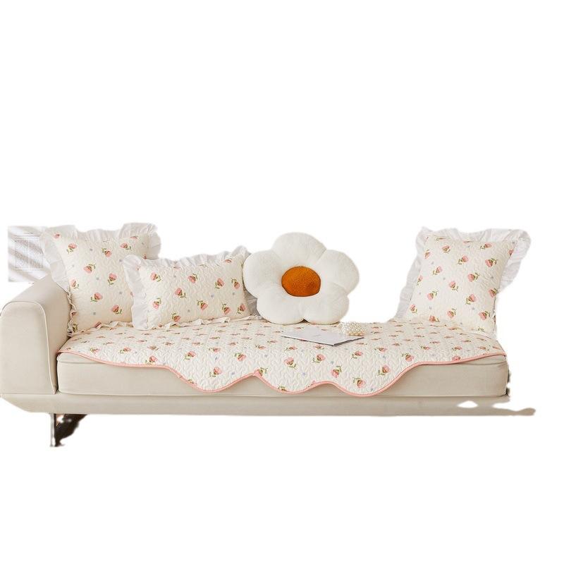 Идиллический маленький цветочный диванный подушка Чистый хлопок Ин Четыре сезона Универсальный Формованный Кожаный Чехол для дивана Подушка для дивана в гостиную Новый