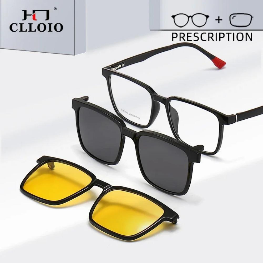CLLOIO откидные магнитные очки для коррекции зрения мужские и женские TR90 поляризованные солнцезащитные очки для близорукости очки ночного видения для вождения