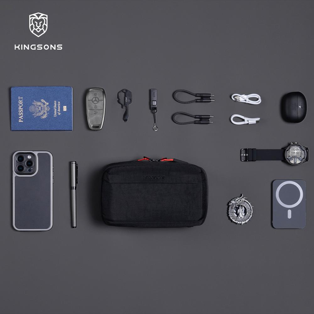 Kingsons Men Women Electronics Tech Pouch Digital Accessories For Passport Travel Business 420D Nylon Waterproof Minimalist
