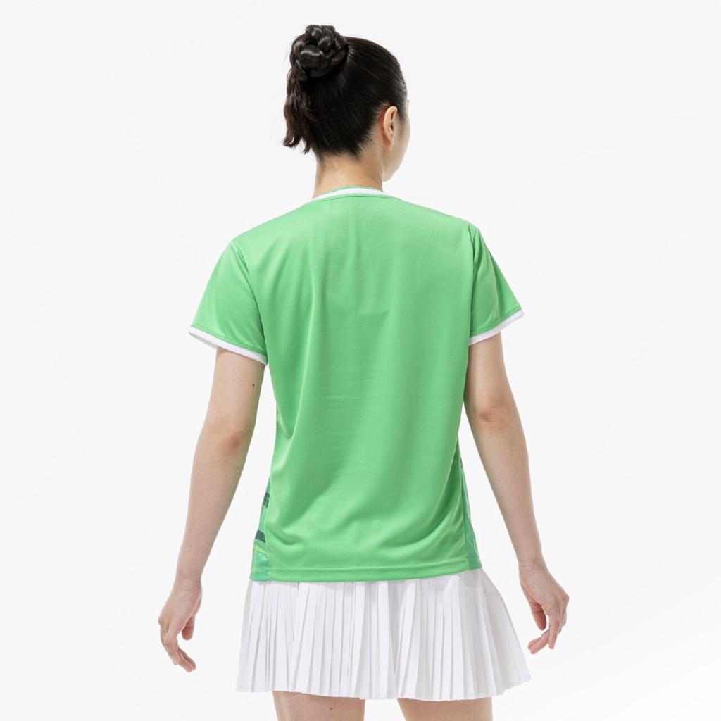 Игровая одежда, Легко двигаться, Маленький размер M [Mizuno] Рубашка для тенниса/бадминтона, Влагоотводящая, Быстросохнущая, 62JAD213, Женская, Зеленый,