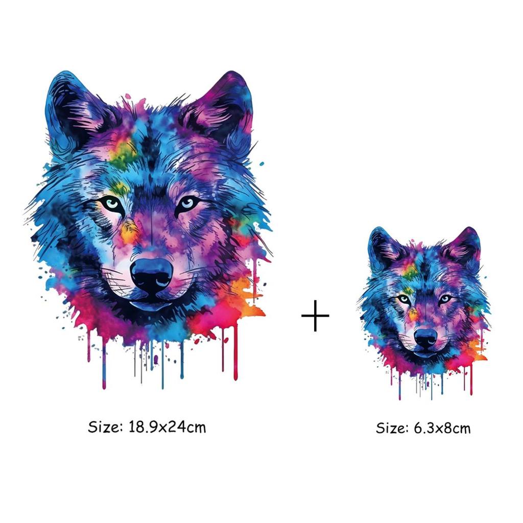 1/2pcs Vivid Fierce Wolf Face Heat Transfer Sticker, DIY Animal Iron-On Decals For Clothes, T-Shirt, Pillow Decorating, Clothing Supplies & Appliques