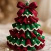 DIY Crochet Christmas Tree Kit Small Xmas Tree Craft Kit with Bow And Faux Pearl Handmade Holiday Decoration for Beginners