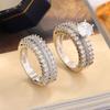 New Classic Bridal Sets Ring 2 Piece Set with Sparkling Cubic Zircon Elegant Diamond Ring Wedding Party Jewelry