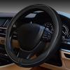 Универсальная чехол на руль автомобиля, противоскользящий кожаный чехол на руль, черный с серым