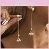 Fashionable Pearl Drop Earrings Gold Geometric Long Tassel Earrings For Women