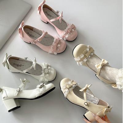 Милые кружевные туфли Мэри Джейн JK для женщин, модные кожаные туфли с бантом-бабочкой, уличные женские туфли-лодочки для вечеринки