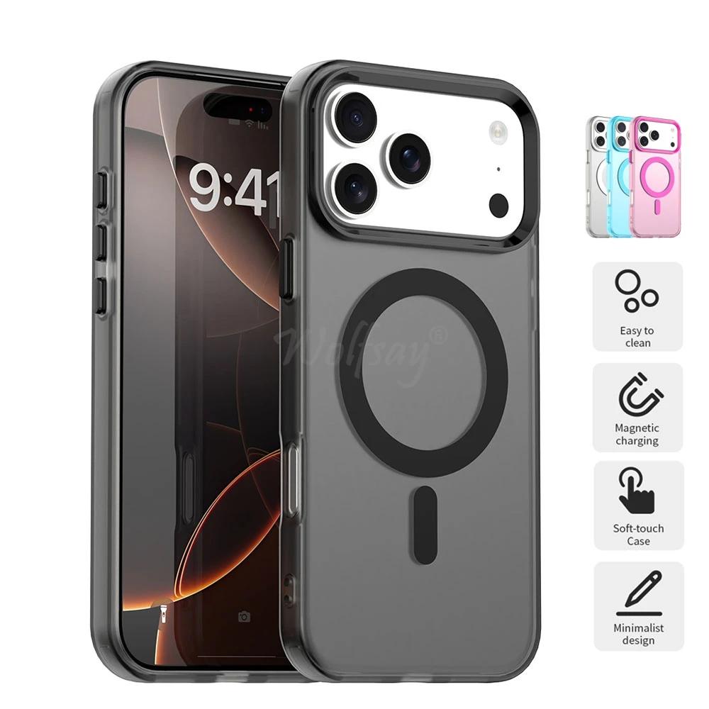 Frosted Silicone Cover For iPhone 17 17 Pro Max Wireless Charging Magnetic candy Case For Apple iPhone 17 Air Protector
