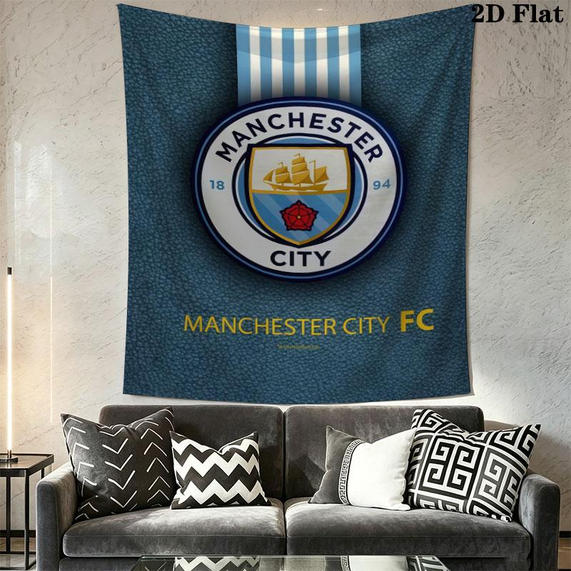 Elite MCFC SquadWall Hanging Printed Fabric Blanket Decorative Tapestries for Bedroom Living Room Home Decor
