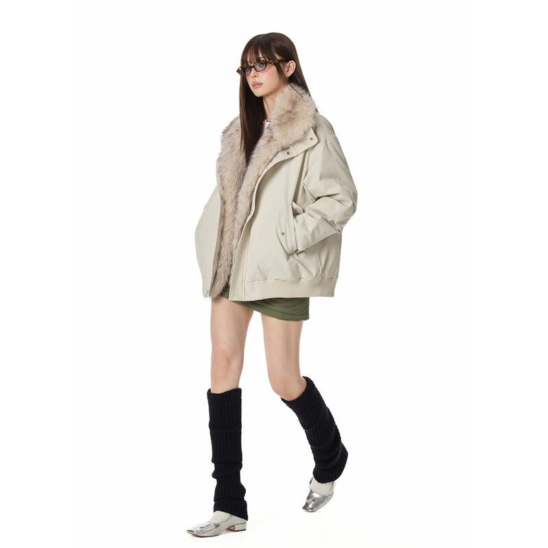 Мужская пуховая куртка GROUND ZERO в байкерском стиле со съемным меховым воротником