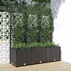 VidaXL Planter with Trellis, PP, Black, 120x40x136 Cm, Flower Box for Terrace and Balcony, Garden 318273