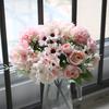 Artificial Flowers Bunch Realistic Faux Silk Flowers Long-Lasting Hydrangea Rose Fake Flowers for Vase Flower Arrangement Home Decor Wedding