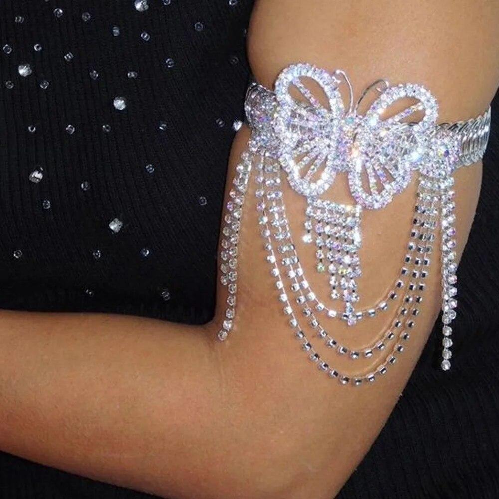 Fashion Butterfly Tassel Armband Silver Color Zirconia Sparkling Women's Trend Party Jewelry Accessories Gifts
