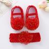 Обувь для новорожденных, кружевная обувь для крещения маленьких девочек, милая детская мягкая обувь для малышей 0–18 месяцев с резинкой для волос