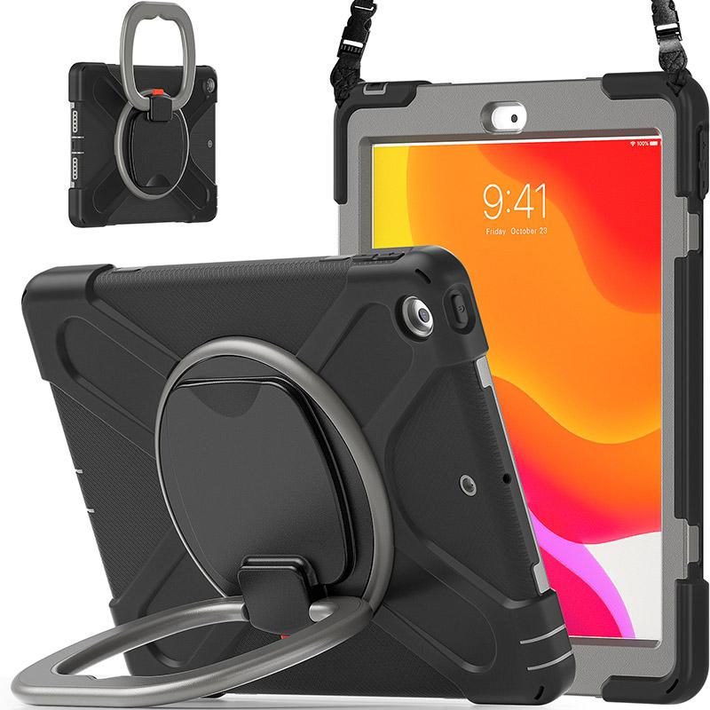 Heavy Duty Shockproof with Built-in Kickstand and Strap for iPad 10.2 8th/7th Generation Case with Pencil Holder