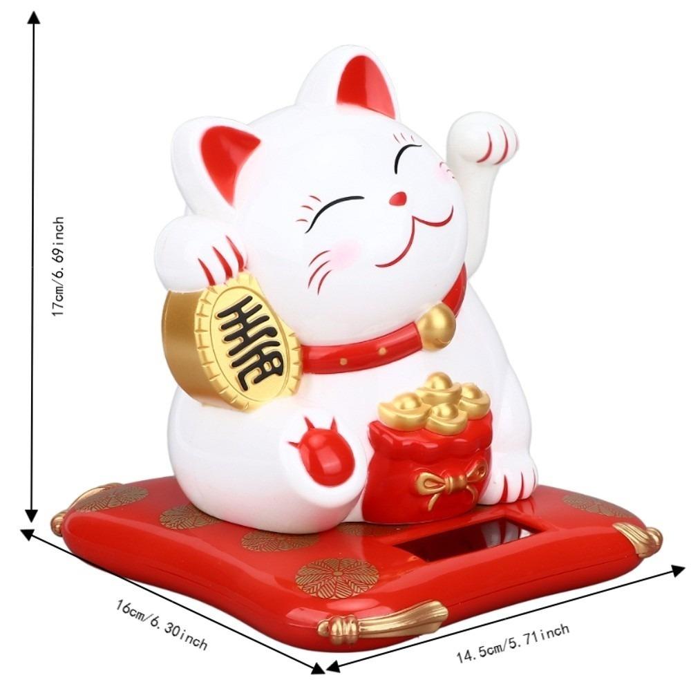 Plastic Solar Operated Lucky Cat Ornament Home Living Room Table Decor