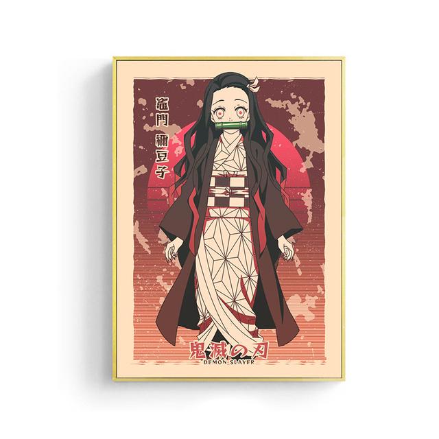 Японское аниме «Убийца демонов», художественные постеры, принты Kamado Tanjirou Nezuko, винтажная настенная живопись на холсте, картина для домашнего декора, Cuadros