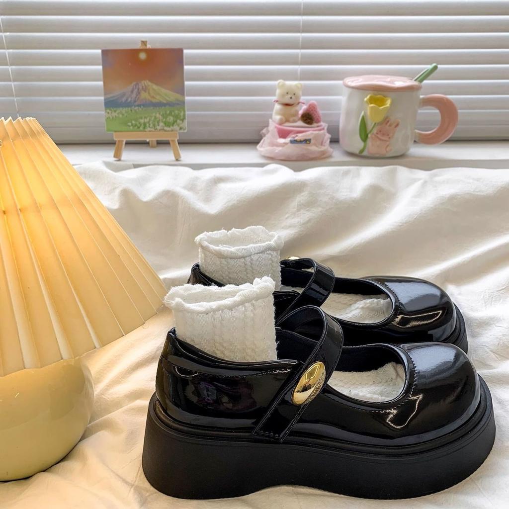 Британский стиль милые туфли Мэри Джейн 2025 новая весна круглый носок черные японские туфли на платформе маленькие кожаные туфли женские универсальные одинарные туфли