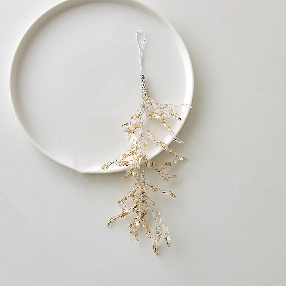 Acrylic Christmas Icicle Pendant Artificial Leaves Realistic Glitter Christmas Branches DIY Craft Xmas Tree Hanging Ornament