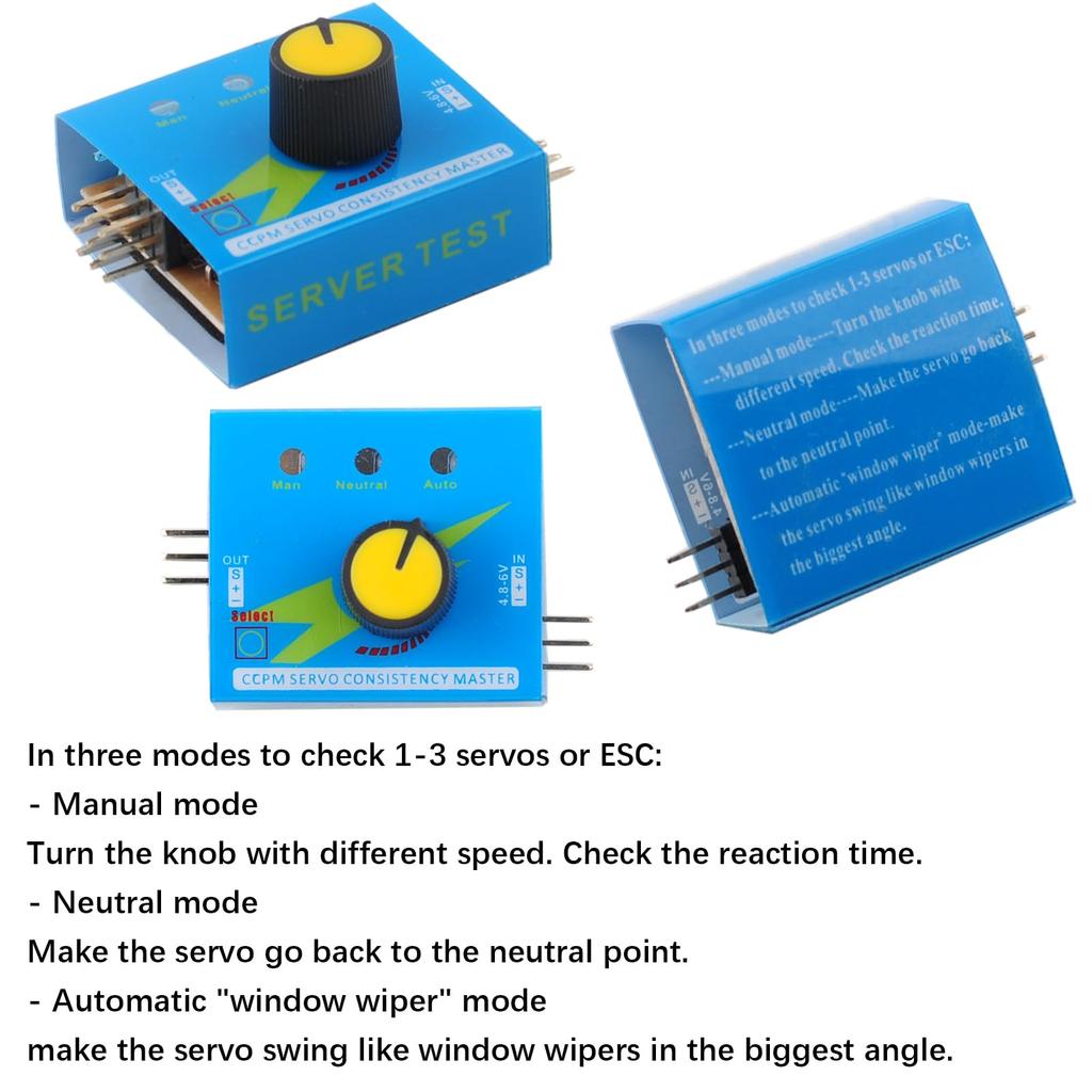 DIYmall SG90 9g Micro Servo 180° Analog Servo + 3CH Digital Multi-Servo Tester + 4-Cell AA Battery Holder Case 6V