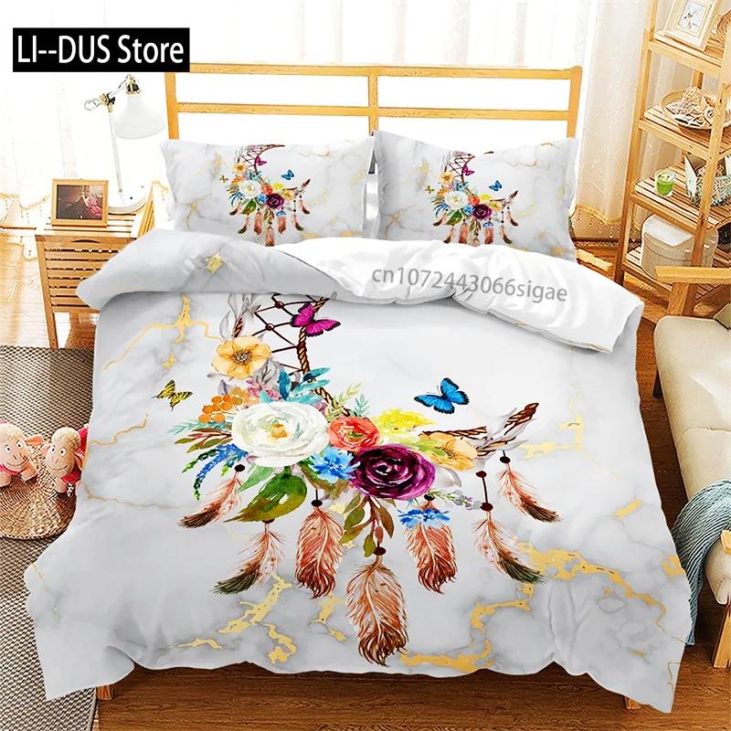 Пододеяльник Dreamcatcher Bohemia, комплект постельного белья из микрофибры с перьями, полный комплект для девочек, подростков, взрослых, декор спальни