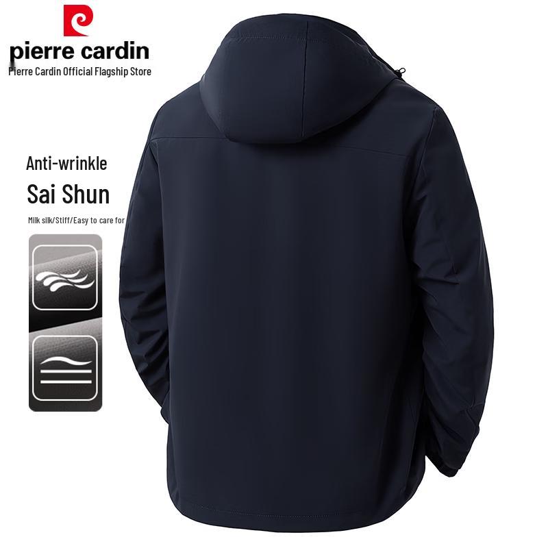 Pierre Cardin Мужская куртка из молочного шелка с защитой от морщин и съемным капюшоном