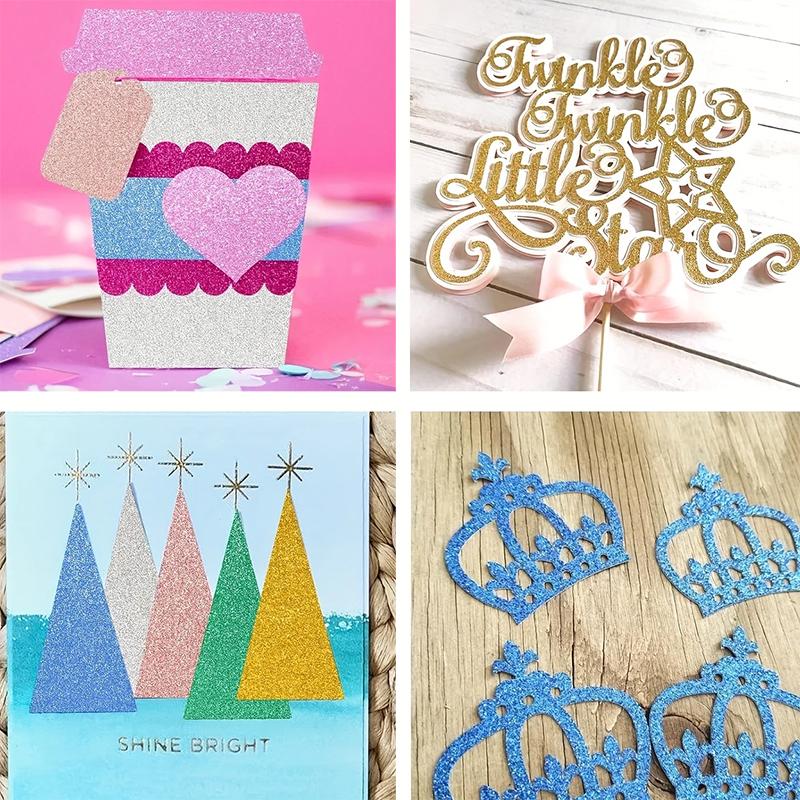 WTEMPO Thick Glitter Cardstock Paper Colored Card Stock for Cricut Card Making Scrapbooking Craft Christmas Decorations, Holiday Party Supplies