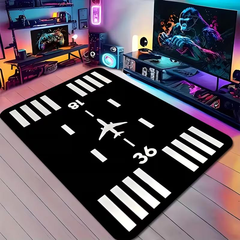 Funny Racing Themed Area Rug Race Track Checkered Pattern Soft Non-Slip Mat Fun Game Carpet for Bedroom  Living Room