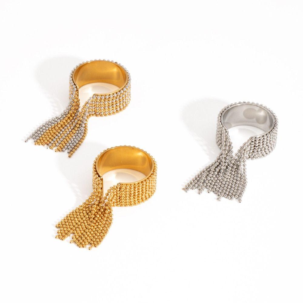 Подвеска-кисточка из цепочек, Открытые кольца, Золото, Серебро, Регулируемое кольцо-цепочка, Стильное кольцо на палец, Подарок