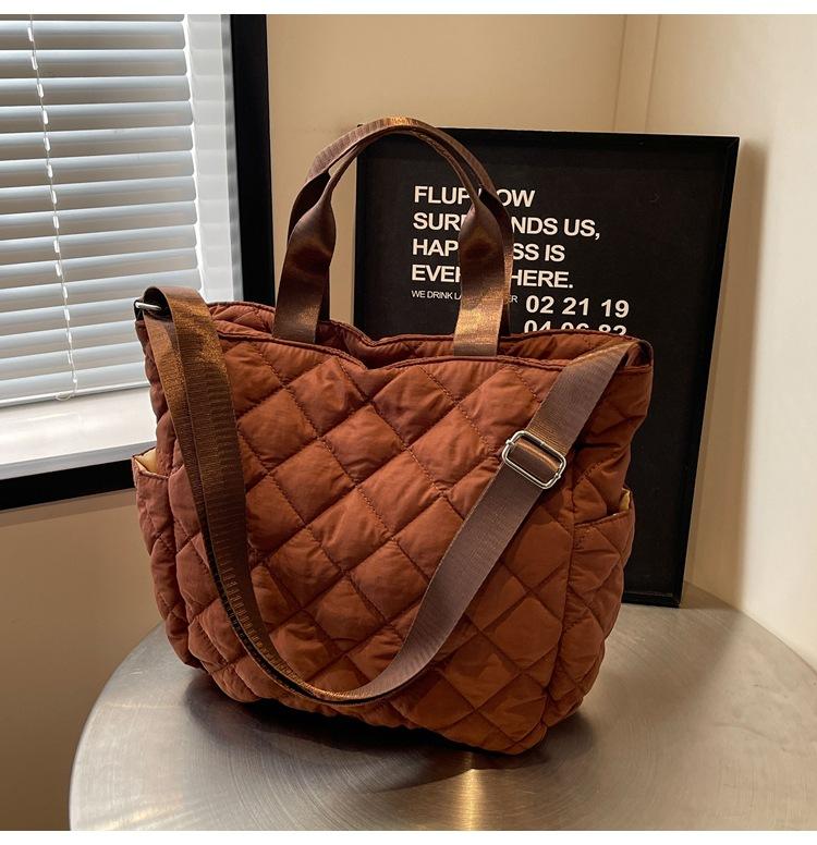 Тканевая сумка женская большой вместимости осенне-зимняя ромбовидная на плечо сумка-мессенджер, высококлассная деловая сумка-тоут