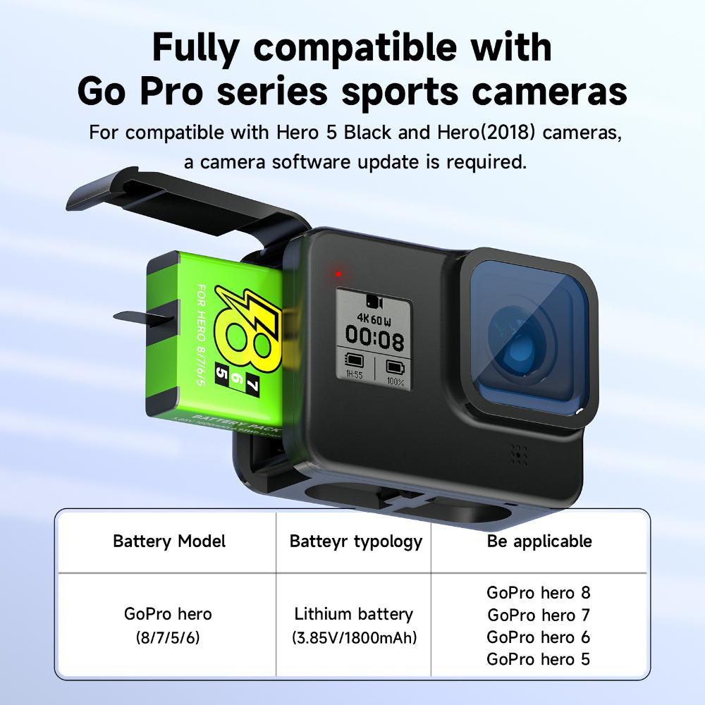 Для аккумулятора GoPro 8 7 5 6+4-солнечный светодиодный фонарик, зарядное устройство, ящик для хранения с usb-кабелем для камеры Gopro Hero 8 7 hero 5 HERO 6