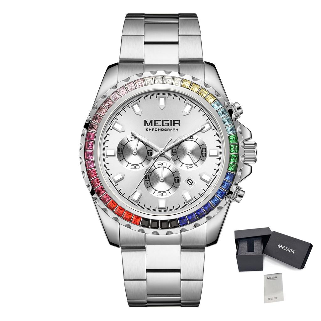 MEGIR Men Watches Luxury Military Wristwatch Waterproof Steel Strap Quartz Chronograph Date Clock Male Relogio Masculino 2227
