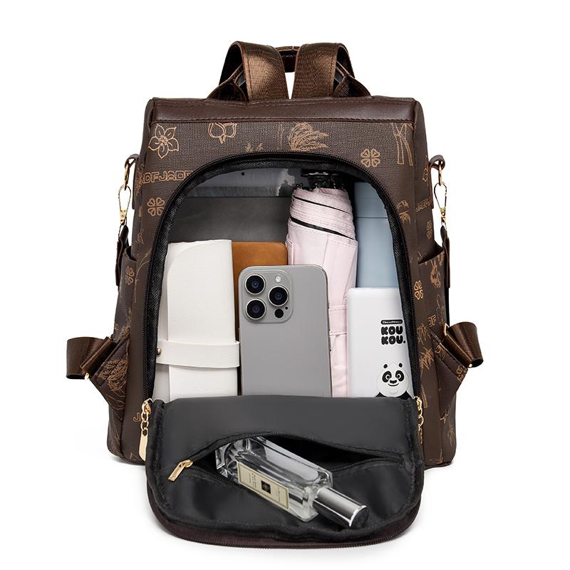 Рюкзак с принтом, женская сумка большой вместимости с защитой от краж, мягкий кожаный рюкзак для поездок на работу